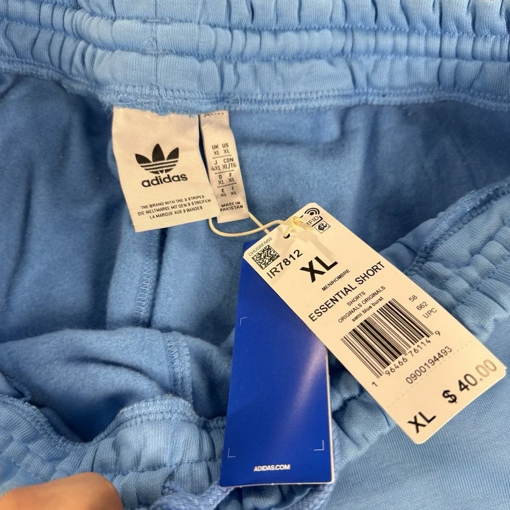 Adidas Fleece Sweat Shorts Men XL Light Baby Blue Essential Baggy Wide Leg Gym‎